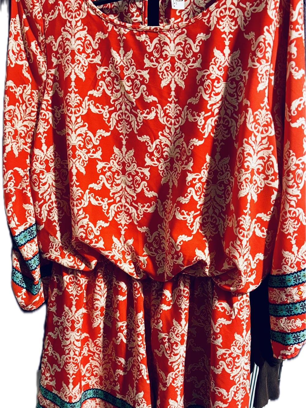 Pink Owl Red and Cream Printed Blouson Top